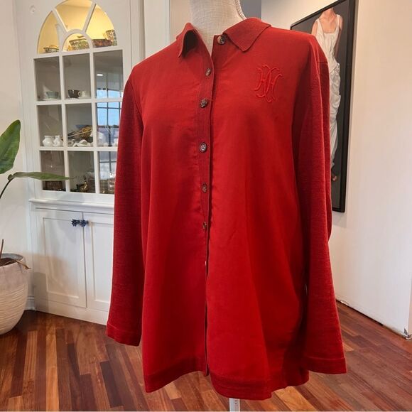 Hermes Red Button-Up Men's Shirt - Picture 2 of 7